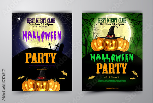 Halloween party flyer with pumpkins