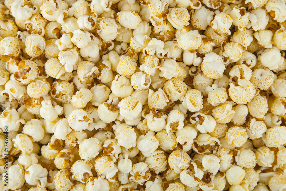 fresh popcorn in full frame can be used as background