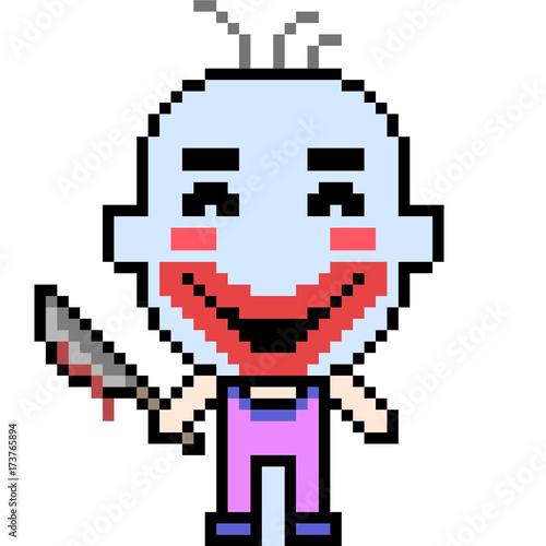 vector pixel art clown thriller