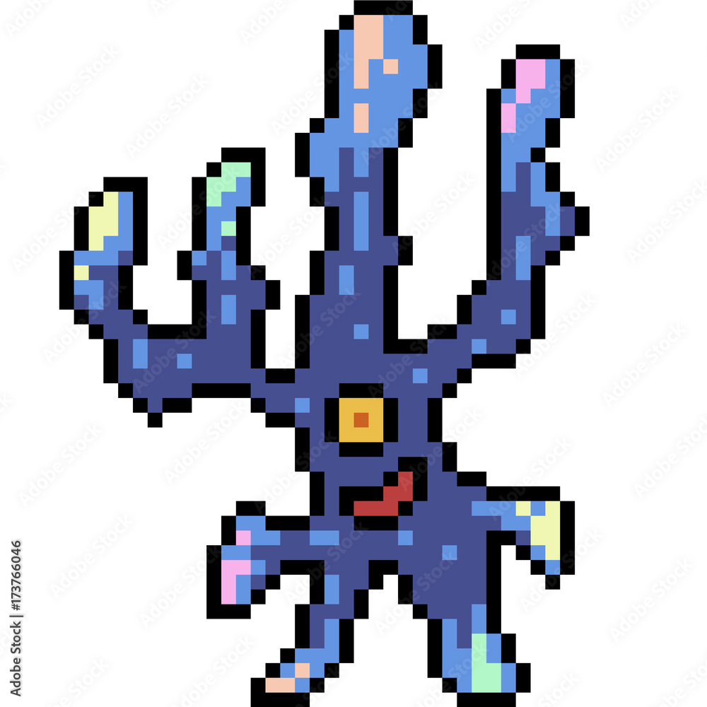 vector pixel art monster coral