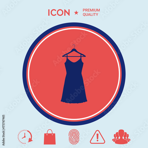 Sundress, Evening dress, combination or nightie on the wardrobe hanger , the silhouette. Menu item in the web design