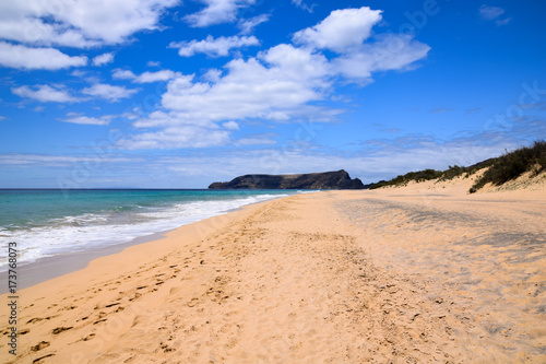 Beach at Porto Santo Island looking south towards Ilha da Cal