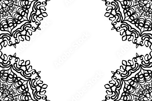 creative invitation card with mandala elements. black and white color. for greeting card, wedding invitation, yoga flyer. vector