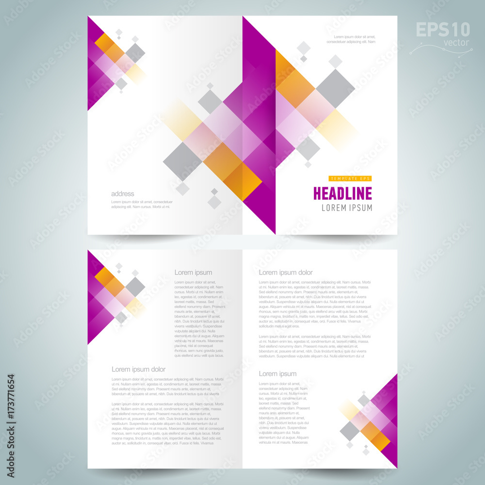 Naklejka premium Brochure design template vector booklet cover abstract squares