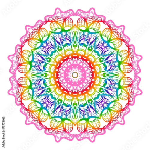 hand drawn coloring mandala. vector illustration. design for greeting card, invitation, tattoo, yoga and spa symbol photo