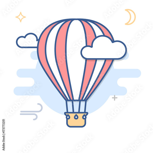 Naklejka Balon na gorące powietrze linii ilustracji