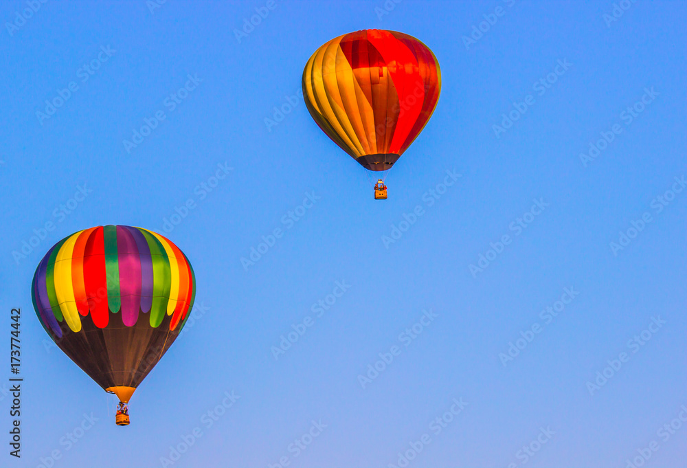 Two Colorful Hot Air Balloons