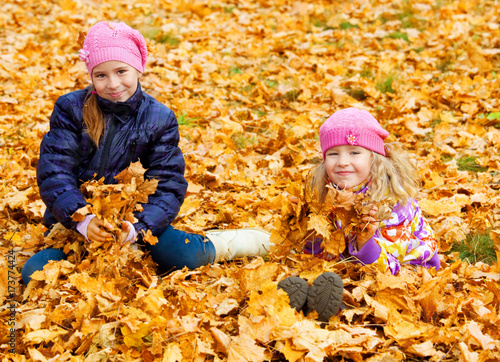 Children at autumn park