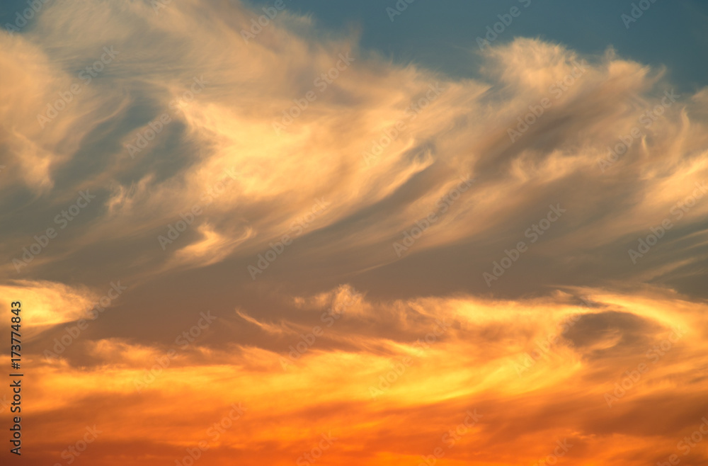 glowing cloud abstract sunset pattern in sky