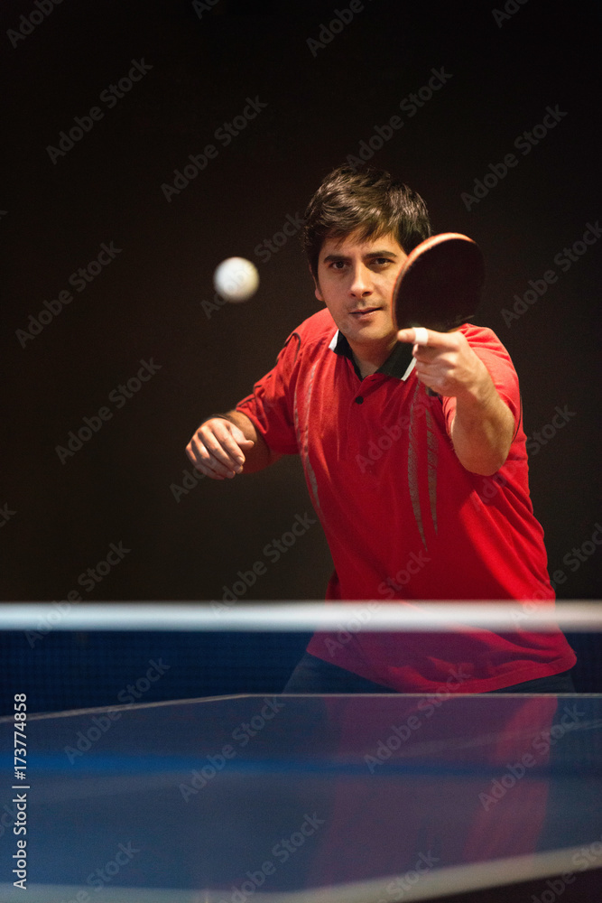 Foto Stock Hitting back ping pong ball | Adobe Stock