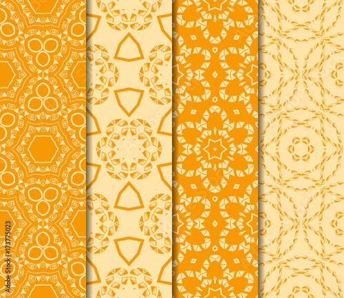 set of floral ornament. seamless vector pattern. interior decoration, wallpaper, invitation, fashion design. orange color