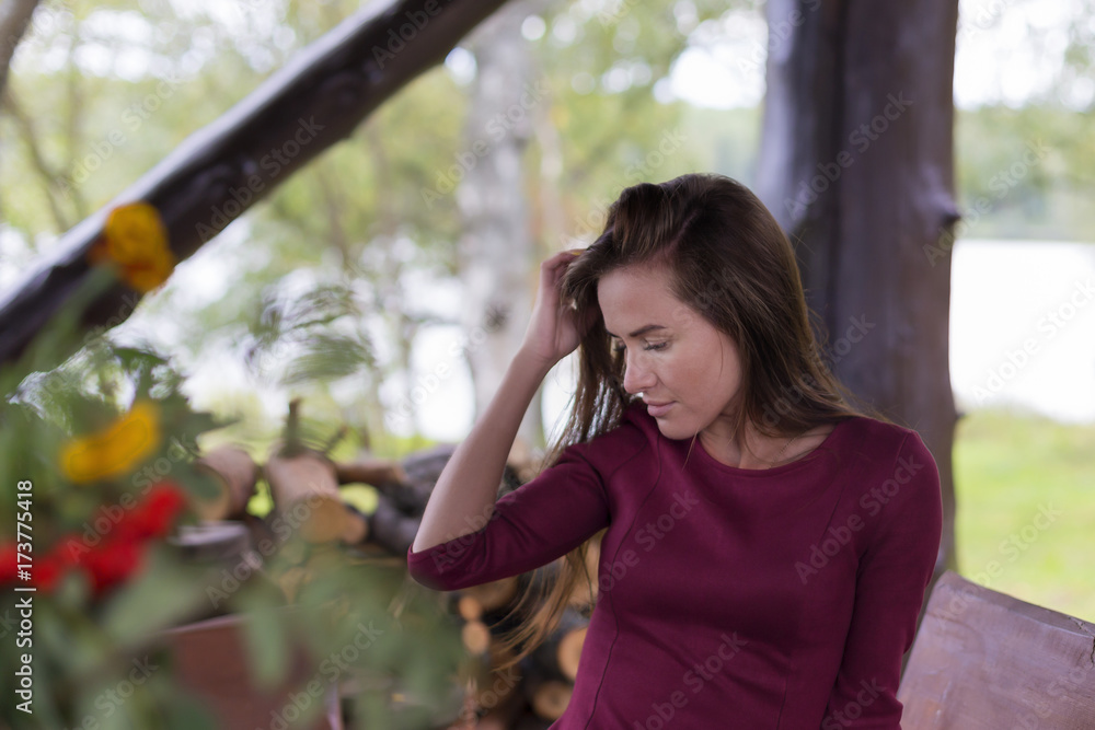 beautiful girl in red dress in the greenhouse beautiful girl in red dress in the greenhouse