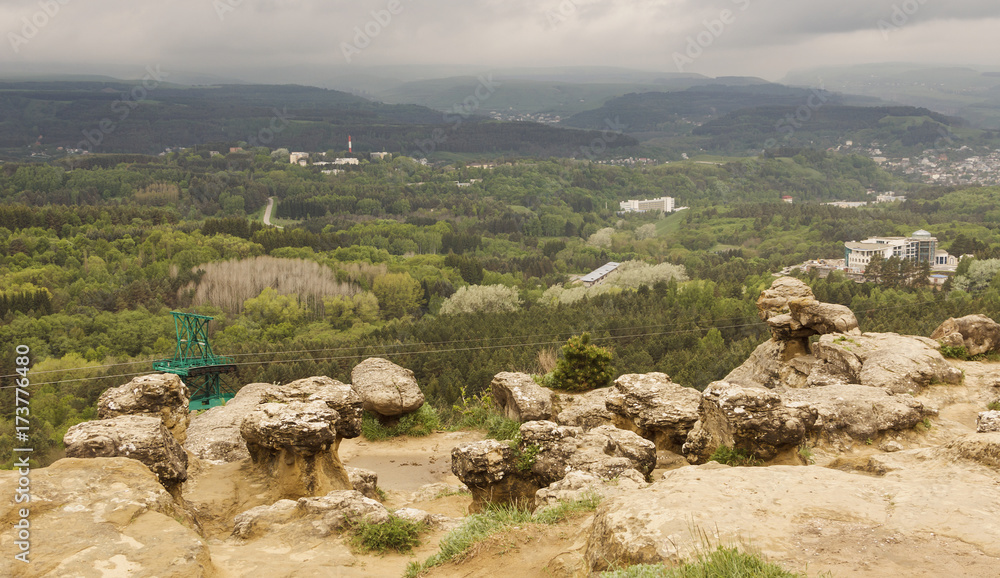 Stones, fancy shape on the top of the mountain.Mining Park of Kislovodsk.