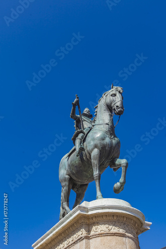 Monument to Philip III of Spain at the Plaza Mayor of Madrid