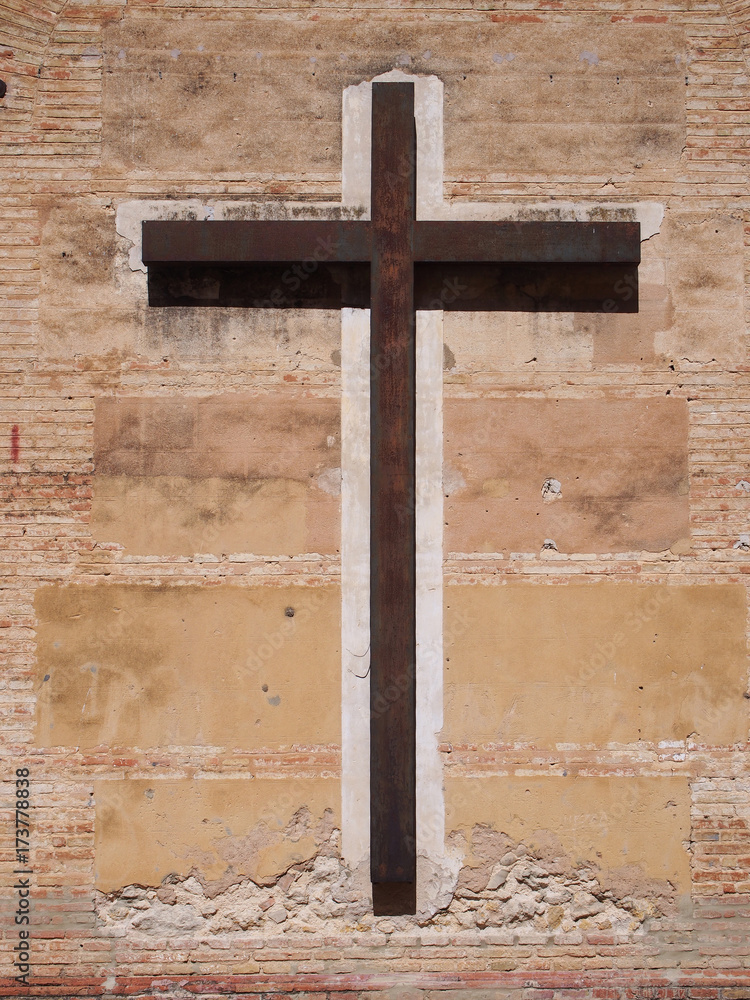 Old cross on wall