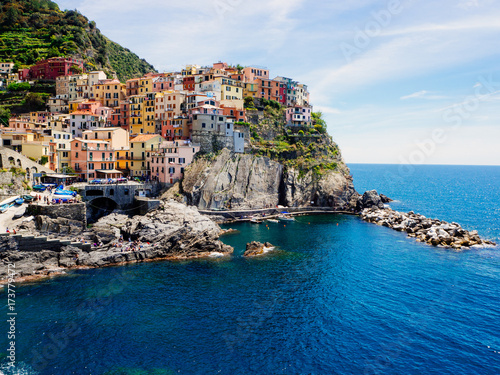 Beautiful view of Manarola town  Cinque Terre  Liguria  Italy