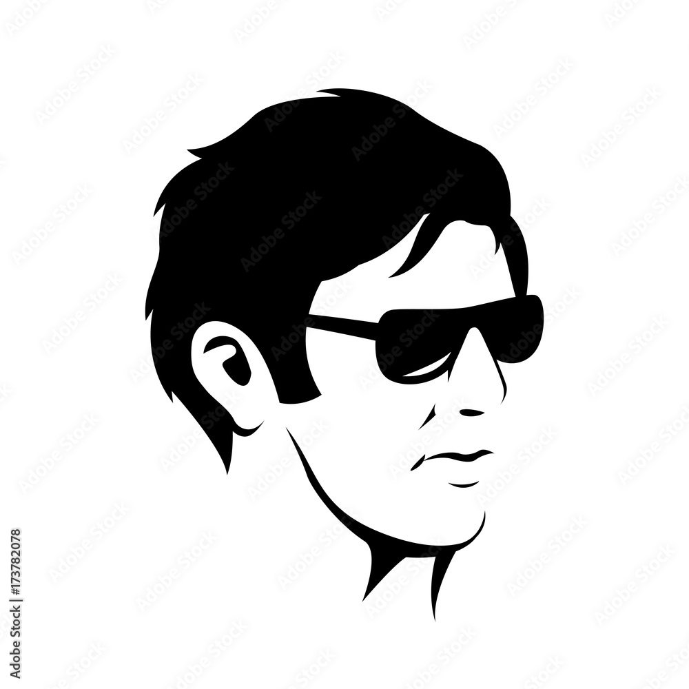 men head face hipster vector illustration black silhouette men head face hipster vector illustration black silhouette
