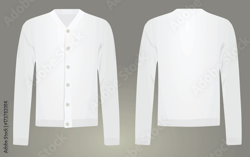 Men white cardigan. vector illustration