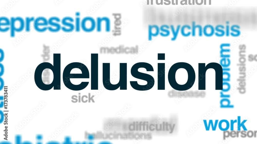 Delusion animated word cloud, text design animation. Delusion animated word cloud, text design animation.