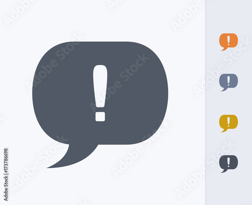 Chat Bubble & Exclamation - Carbon Icons. A professional, pixel-perfect icon designed on a 32 x 32 pixel grid and redesigned on a 16 x 16 pixel grid for very small sizes.