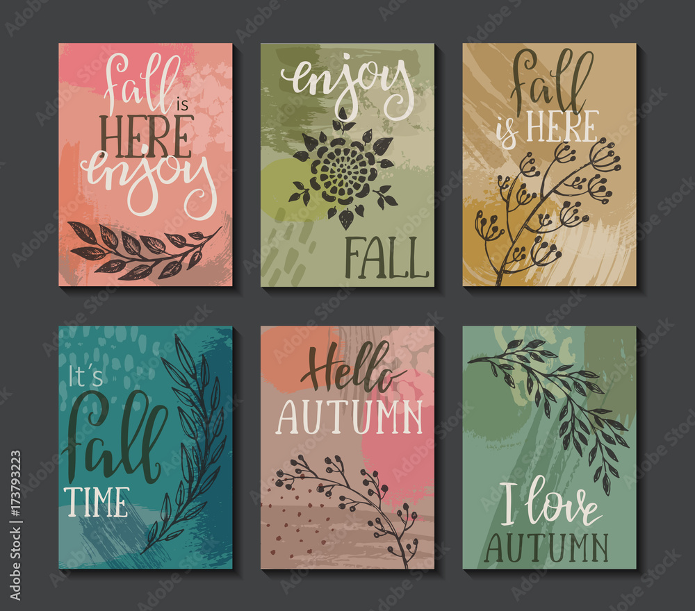 Vector collection of autumn cards. Vector collection of autumn cards.