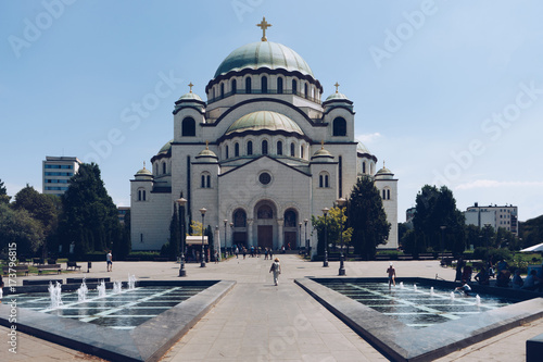 Schilderij op canvas Saint Sava cathedral and Monument of Karageorge Petrovitch.