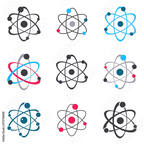 Vector atom sign logo icons collection