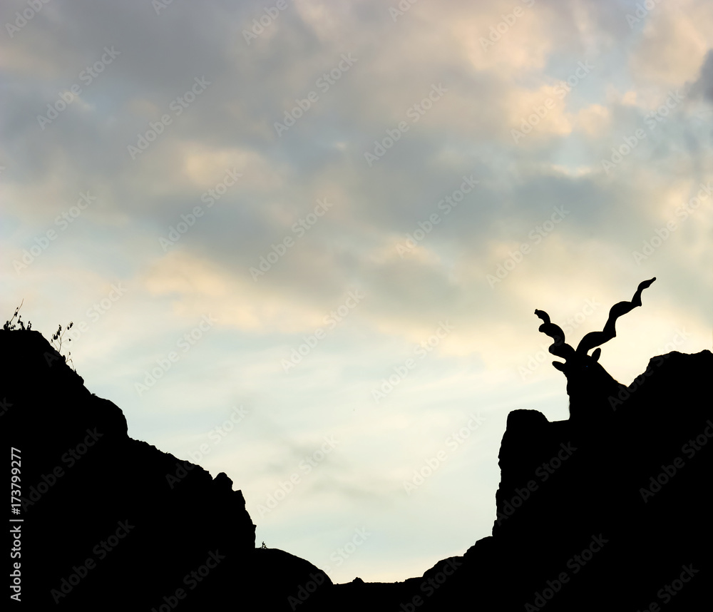 silhouette of a screwed goat