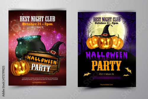 Halloween party flyer with pumpkins