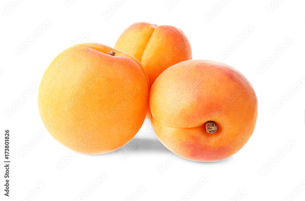 Fresh apricots on white background Fresh apricots on white background