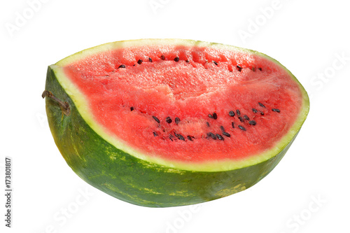 Half of ripe red watermelon isolated on white background