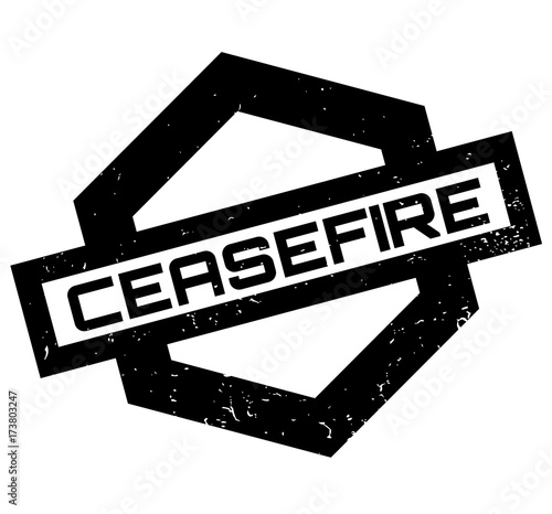 Ceasefire rubber stamp. Grunge design with dust scratches. Effects can be easily removed for a clean, crisp look. Color is easily changed.