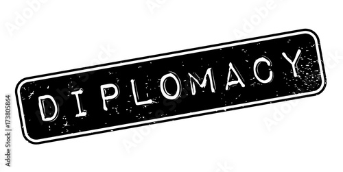 Diplomacy rubber stamp. Grunge design with dust scratches. Effects can be easily removed for a clean, crisp look. Color is easily changed.