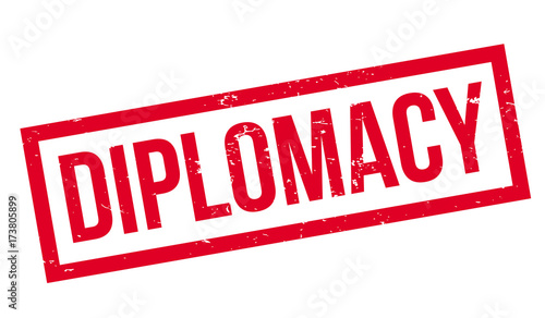 Diplomacy rubber stamp. Grunge design with dust scratches. Effects can be easily removed for a clean, crisp look. Color is easily changed.