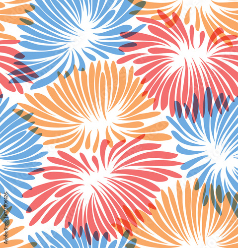 Abstract floral background. Pattern with decorative chrysanthemums