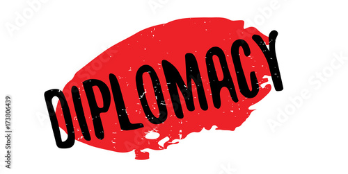 Diplomacy rubber stamp. Grunge design with dust scratches. Effects can be easily removed for a clean, crisp look. Color is easily changed.