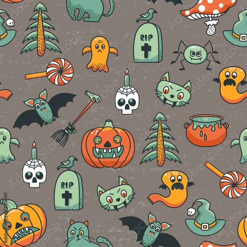Halloween cartoon seamless background