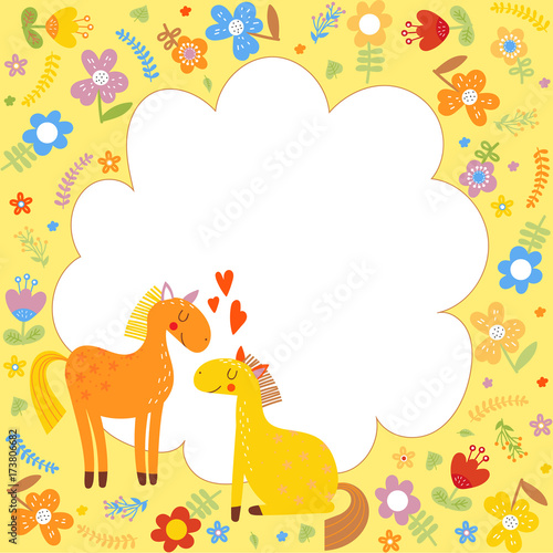 Children's background with horses