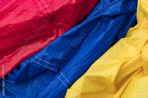 Colorful deflated hotair balloon closeup