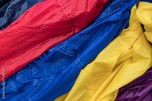 Colorful deflated hotair balloon closeup