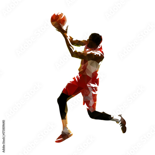 Basketball player, abstract vector polygonal silhouette