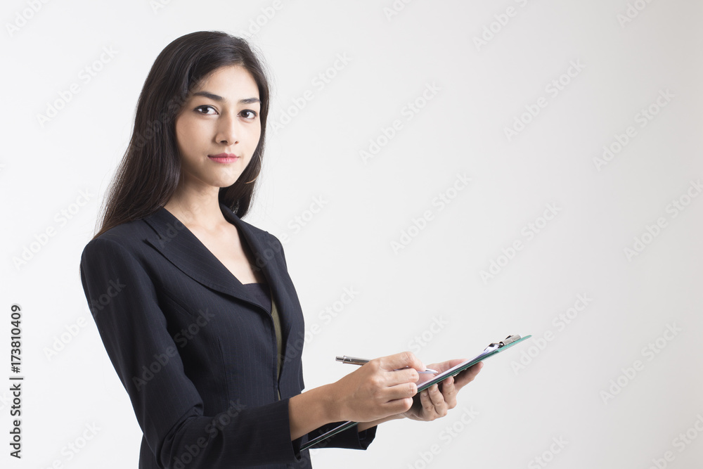 Asian Business Woman smiling, Woman stand and smile, isolated on white background, Woman working concept. Asian Business Woman smiling, Woman stand and smile, isolated on white background, Woman working concept.