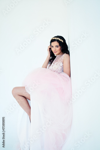 Sexy Girl in Tulle Dress  Fashion Portrait