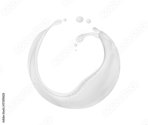 Abstract splashes of milk or cream close-up on white background