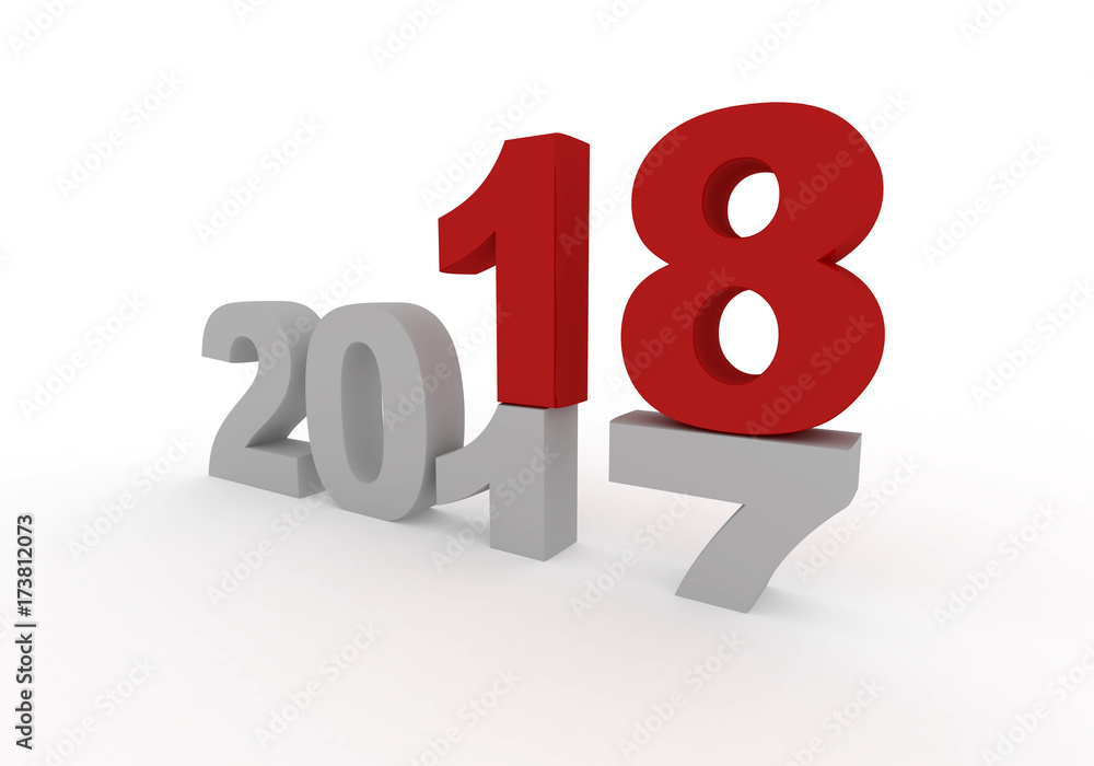 2017 is replaced by a new 2018 3d render illustration 2017 is replaced by a new 2018 3d render illustration