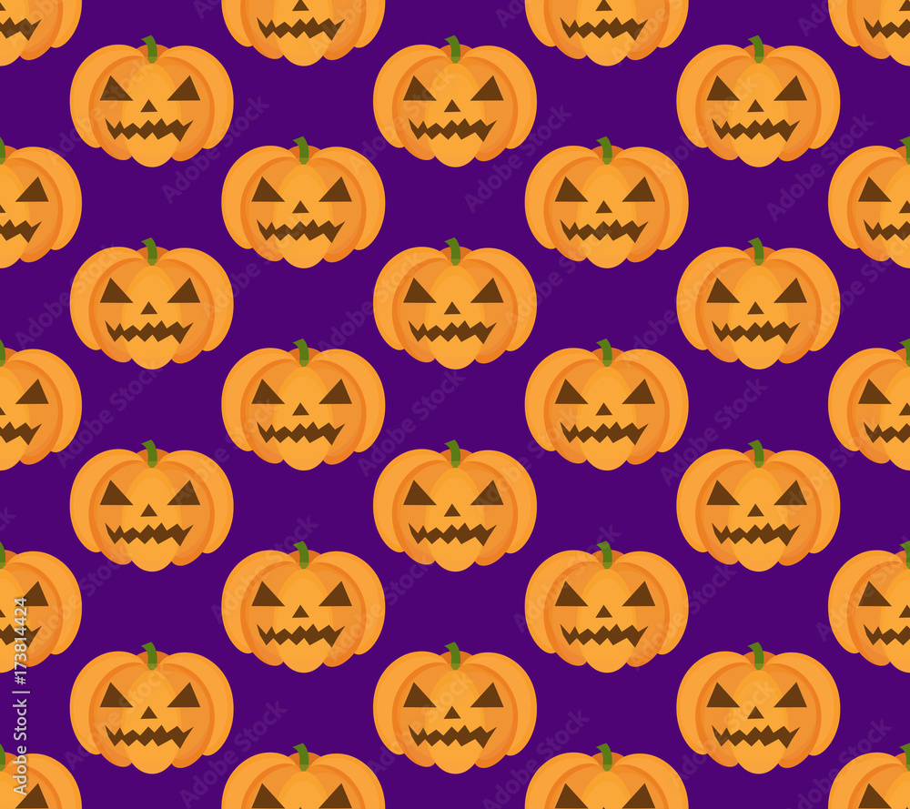 Halloween pumpkin seamless pattern. Scary repeating texture, endless background. Vetor illustration Halloween pumpkin seamless pattern. Scary repeating texture, endless background. Vetor illustration