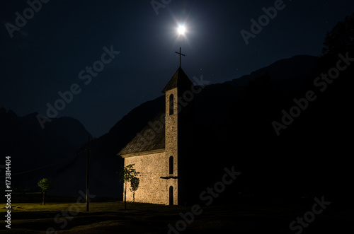 Theth Church at night