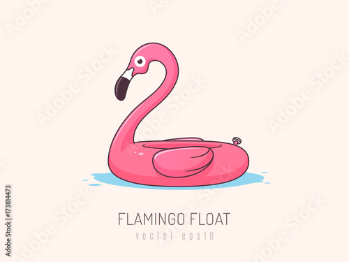 Fototapeta Różowa flaminga pływaka wektoru ilustracja