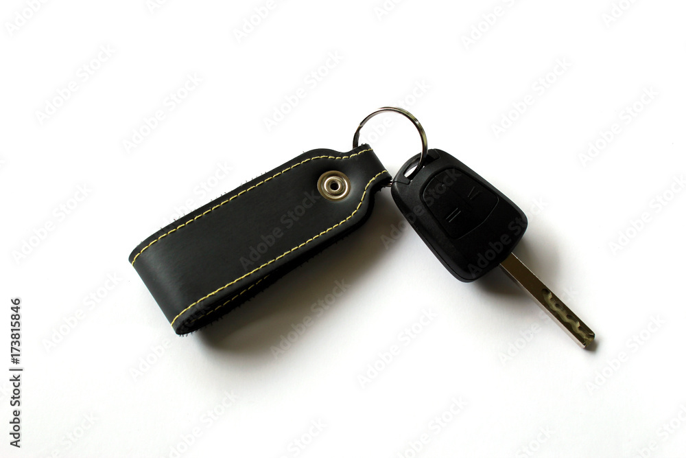 Modern car wireless key on white background Modern car wireless key on white background