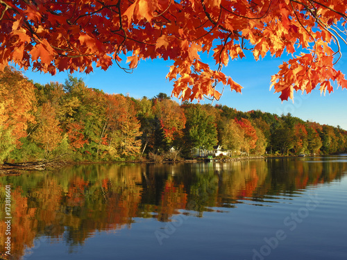 Autumn colors reflected in a Vermont Lake